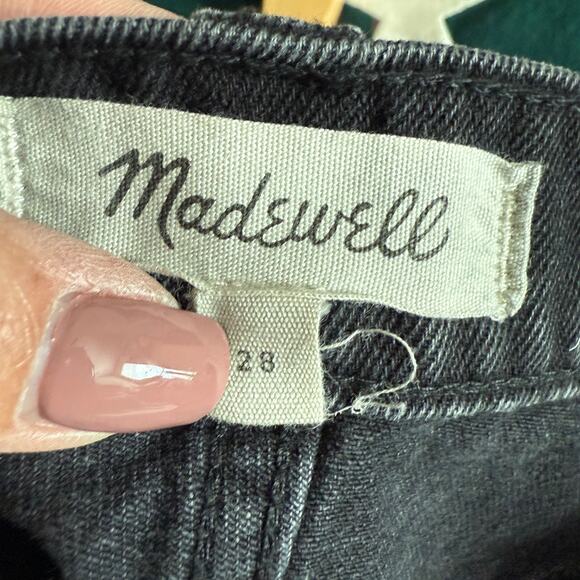 Women's Madewell Black Denim Raw Hem A-Line Mini Skirt Size 28 - Picture 4 of 8